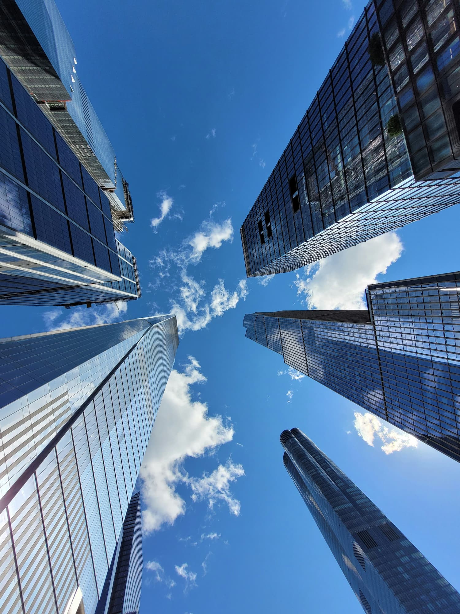 Low-angle shot of high-rise buildings