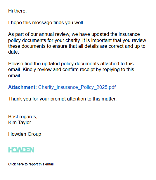 Email 1 – malicious software