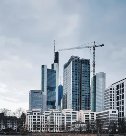 HIgh-rise office buildings with crane