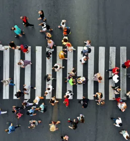 People walking on a crossing