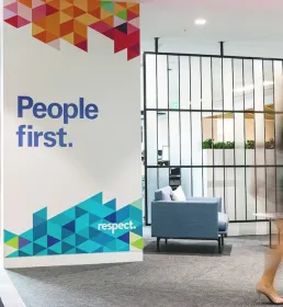 People First banner in the office
