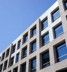 Modern building with blue sky above