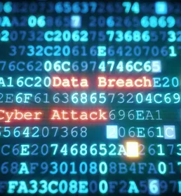 Cyber code with words Cyber Attack and Data Breach