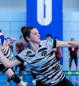 Woman playing dodgeball