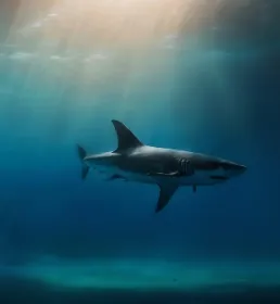 great white shark swimming in sea