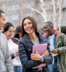 Students on campus talking