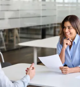 two people in a meeting