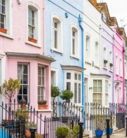 Row of coloured houses