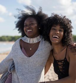 Best friends in summer on the beach girls