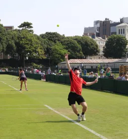 Man ready to take a shot in tennis