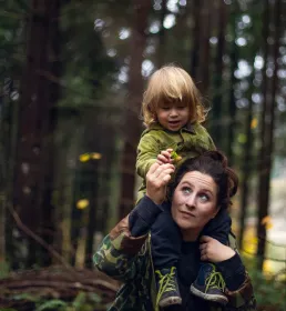Lady with child on a walk