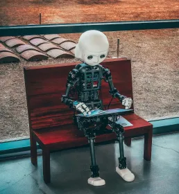 Robot on a laptop 