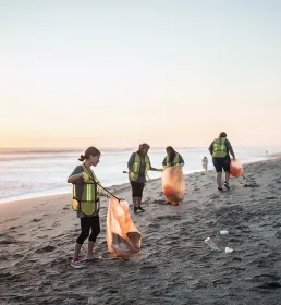 Group of beach litter pickers