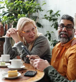Group of retirees meeting for a coffee
