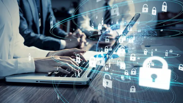 cyber graphic on laptops