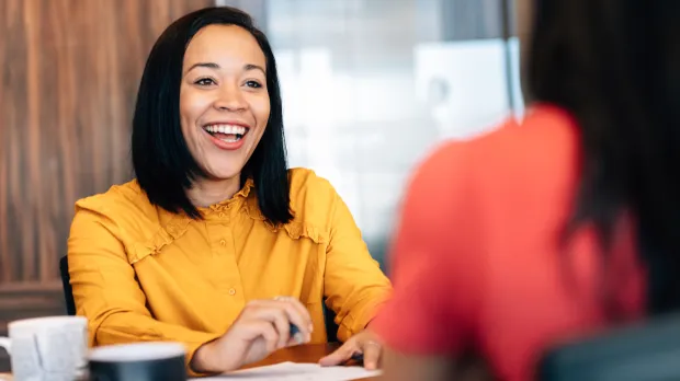 Smiling client 