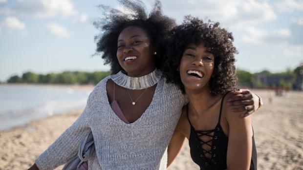 Best friends in summer on the beach girls