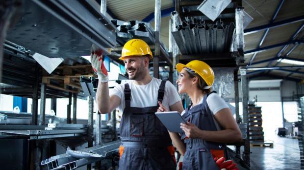 industry workers on the factory floor
