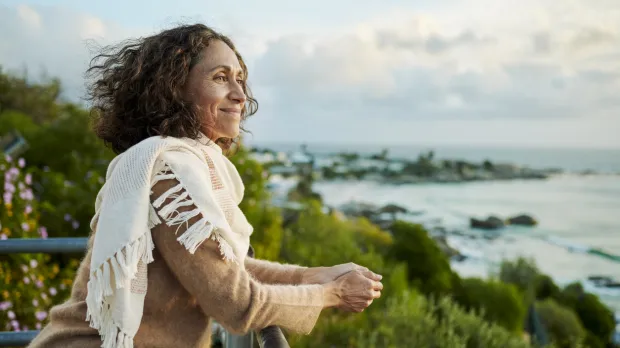 A lady looking out to sea