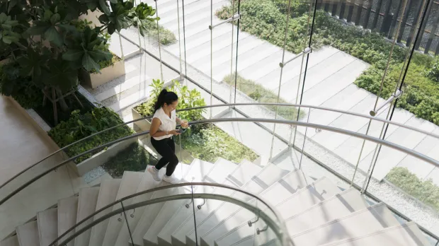 lady walking on the stairs lady walking on the stairs