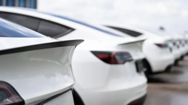 row of white cars