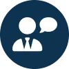 Expert and speech bubble