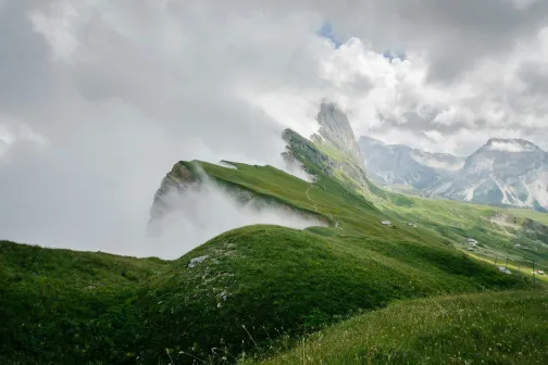 Mountains covered in fog