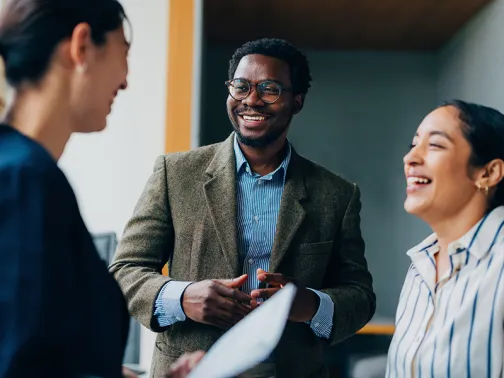 work colleagues in discussion