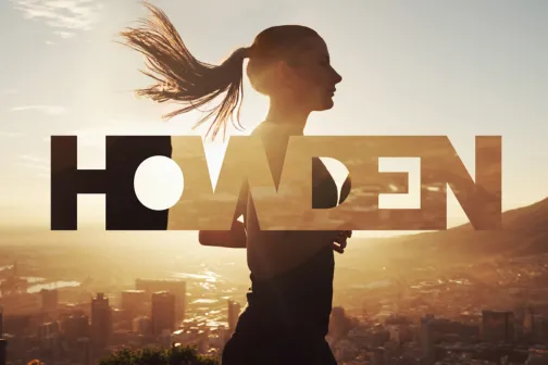 Woman running at sunset with Howden lens effect