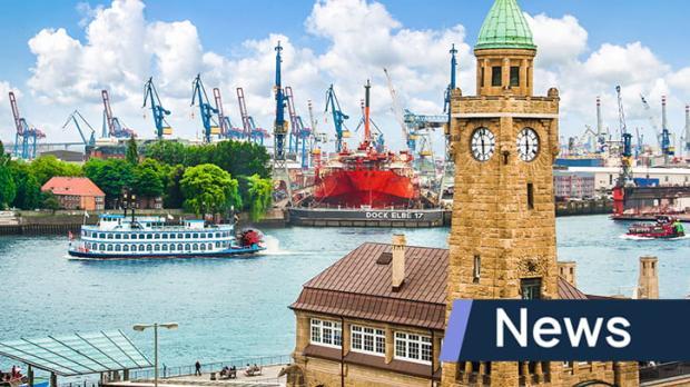 A view of Landungsbruecken and the harbor in Hamburg, thumbnail