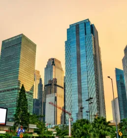 A view of skyscrapers in Jakarta's business district