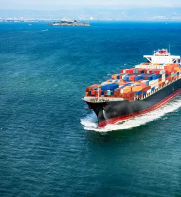 Marine Cargo ship transporting goods across the ocean