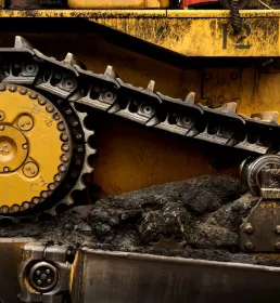 Caterpillar track on an excavator