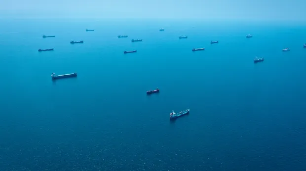 Marine cargo insurance Image of many cargo ships out at sea