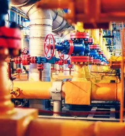 Inside an oil refinery