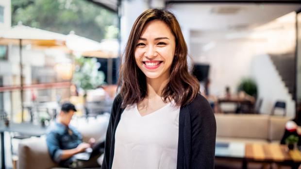 Happy smiling client