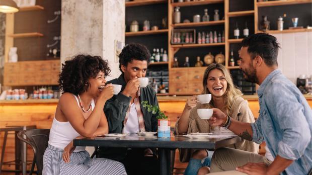 group of friends enjoying coffee together