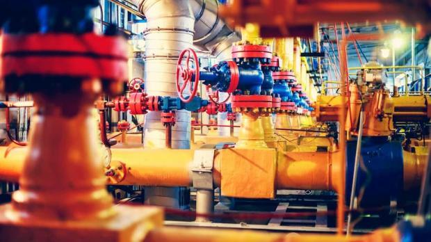 Inside an oil refinery