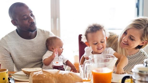 Family enjoying breakfast