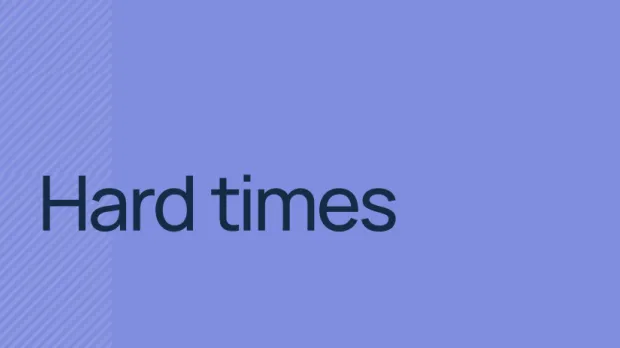 Hard times press release purple banner Howden