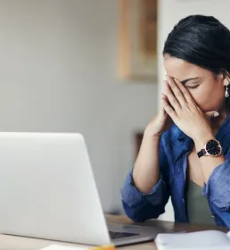 Stressed lady after making error in business