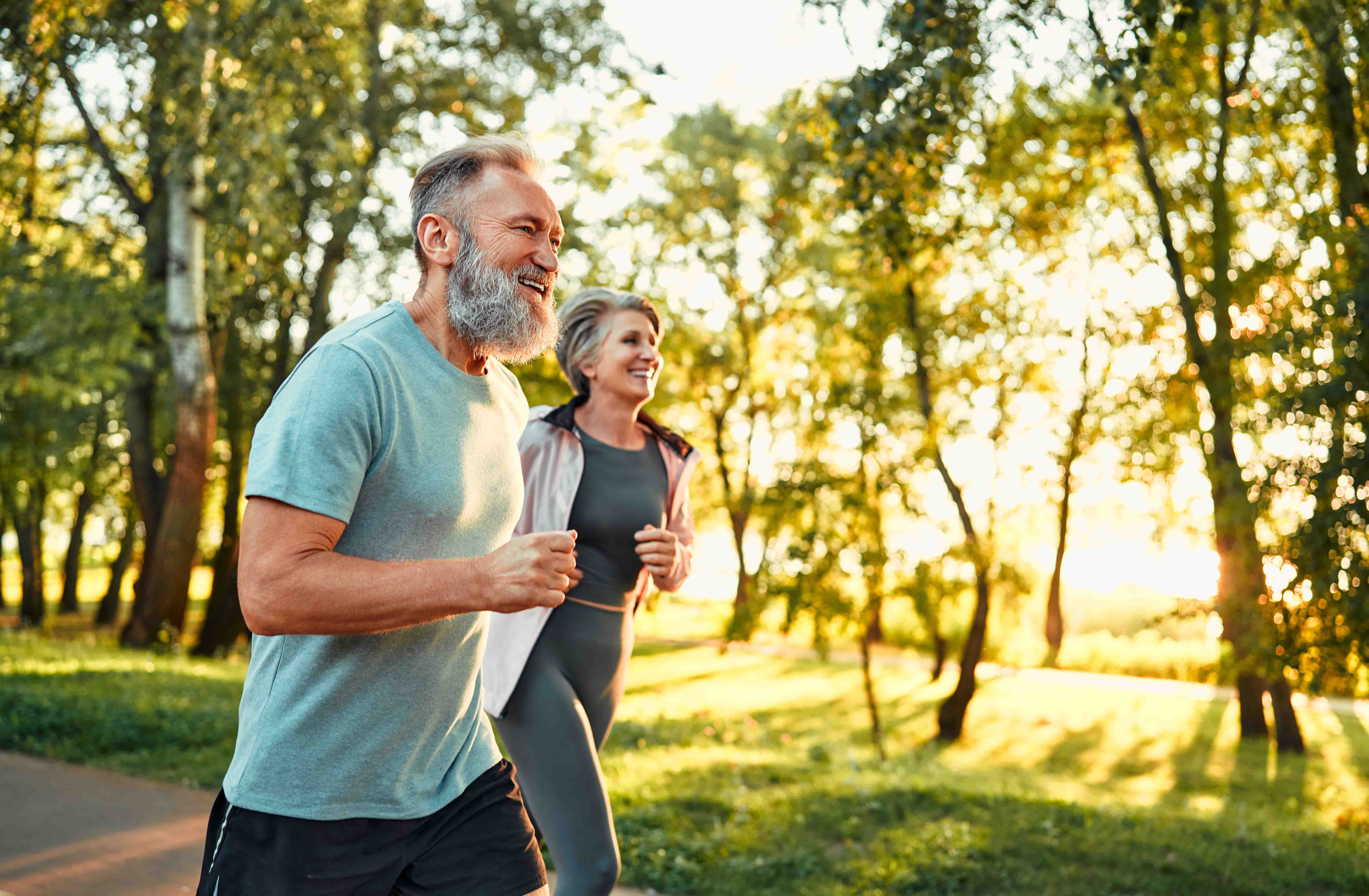 mature couple jogging together