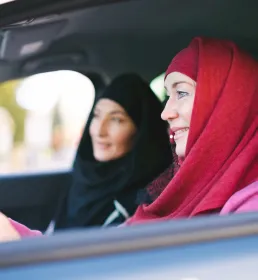 Two women in a car