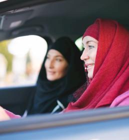 Two women in a car