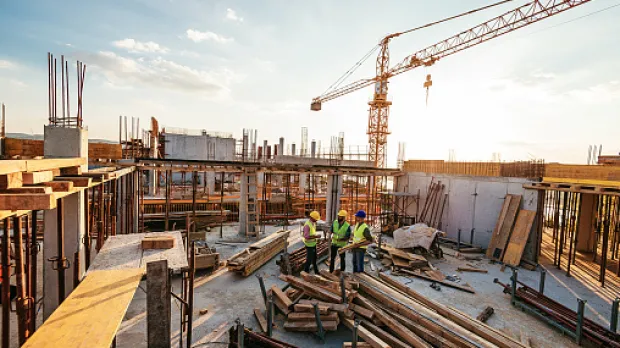 Construction site with cranes