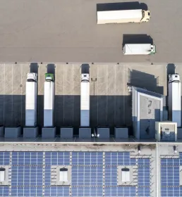 Overhead shot of large logistics business