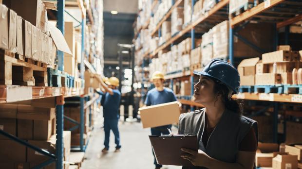 Lady working in warehouse