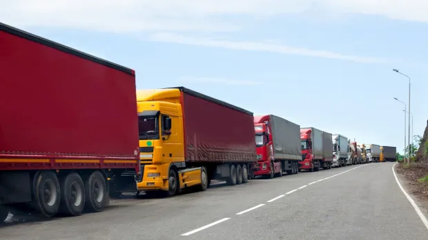 A line of trucks A line of trucks