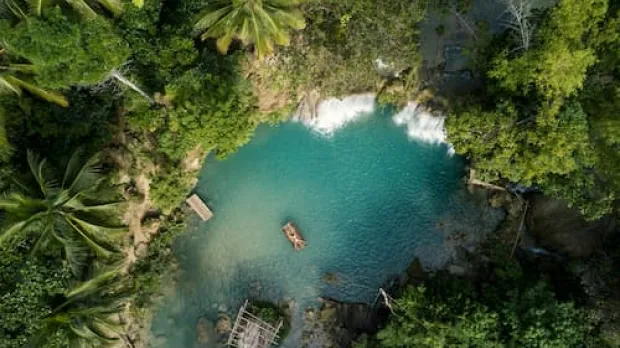 Overhead shot of beautiful lagoon in the Philippines Overhead shot of beautiful lagoon in the Philippines
