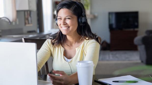 Lady talking on a zoom call at work - mental health